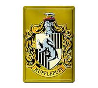 LOGOSHIRT - Harry Potter - Poufsouffle - Classique - Logo - Plaque en métal - Signe métal - Rétro - 20x30 - Design original sous licence G