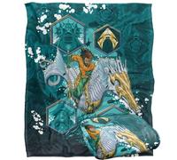 LOGOVISION Aquaman and The Lost Kingdom Seahorse Splash Plaid Ultra Doux au Toucher Soyeux - 152 x 127 cm