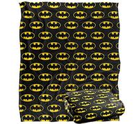 LOGOVISION Batman Classic Bat Shield Logo Pattern Plaid Ultra Doux au Toucher Soyeux - 152 x 127 cm