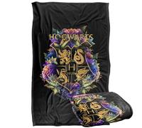LOGOVISION Hogwarts Floral Foliage Crest Plaid Ultra Doux au Toucher Soyeux - 91 x 147 cm