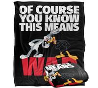 LOGOVISION Looney Tunes Bugs Daffy This Means War Plaid Ultra Doux au Toucher Soyeux - 152 x 127 cm