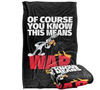 LOGOVISION Looney Tunes Bugs Daffy This Means War Plaid Ultra Doux au Toucher Soyeux - 91 x 147 cm