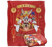 LOGOVISION Looney Tunes Year of The Rabbit Bugs Bunny Group 2023 New Year Plaid Ultra Doux au Toucher Soyeux - 152 x 127 cm