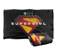 LOGOVISION Super Girl 2026 Full Color Shield Name in Center Bleu Royal Plaid Ultra Doux au Toucher Soyeux - 91 x 147 cm