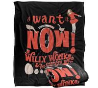 LOGOVISION Willy Wonka and The Chocolate Factory I Want It Now Plaid Ultra Doux au Toucher Soyeux - 152 x 127 cm