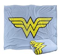 LOGOVISION Wonder Woman Wonder Woman Logo Distressed Plaid Ultra Doux au Toucher Soyeux - 152 x 127 cm
