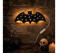 LOGT Applique Murale LED Halloween en Forme de Chauve Souris Lumineuse Câble de Connexion USB 3000K Lumière Chaude Lampe 3D en Forme de Chauve Souris Décoration Créative Applique Murale