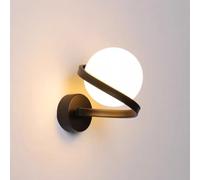 LOGT Applique Murale LED Intérieure Boule Lampe Murale 3 Couleurs Lampe de Chevet G9 Moderne Boule de Verre Abat Jour Eclairage Mural Métal Lampe de Mecture Ronde Cristal Veilleuse 12W,Noir