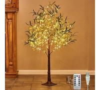 LOGT Arbre à LED Lumières Artificiel Olivier 180cm 300 LED Blanc Chaud, Arbre à LED Lumières USB avec télécommande, 8 Modes d'éclairage, Lumières Arbre Décoratif, Plantes Vertes artificielles,120cm