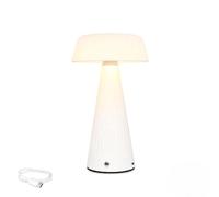 LOGT Lampe de Table Champignon Sans Fil, à Commande Tactile et Intensité Réglable, Luminosit de Chevet LED, Batterie 2600 mAh, Lampe de Table Rechargeable, 3 Niveaux de Luminosité,Blanc