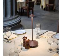 LOGT Lampe de Table LED Sans fil USB Batterie Lampe de Bureau Tactile LLampe de Nuit Dimmable Lampe de Chevet Rechargeable Lampe de Table Portable Intérieure Extérieure Restaurant Aluminium,Marron