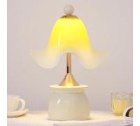 LOGT Lampe de Table Rechargeable Sans Fil LED à Intensité Réglable Lampe en Forme de Champignon Lampe Flowerpot Rechargeable à Intensité Réglable Luminaire d'Intérieur Lampe de Table Fleurs,Beige
