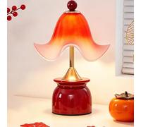 LOGT Lampe de Table Rechargeable Sans Fil LED à Intensité Réglable Lampe en Forme de Champignon Lampe Flowerpot Rechargeable à Intensité Réglable Luminaire d'Intérieur Lampe de Table Fleurs,Rouge