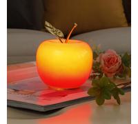 LOGT LED Lampe Pomme Enfants Veilleuse Verre Fruits Intérieur Décoration Applique de Nuit Batterie Lithium Lampe de Table sans Fil Veilleuses 2 Piles AA Alimentées Cristal Lumières de Table,Orange