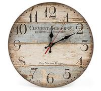 LOHAS Home 30cm Vintage Horloge Murale Rustique, silencieuse en Bois Cadran Horloge minuteur pour la Maison Salon Chambre Bureau Café Bar Decor (Victor Hugo)