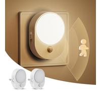 LOHAS-LED Lot de 2 Veilleuse Prise Electrique avec Détecteur de Mouvement et Capteur Crépusculaire, Blanc Chaud 3000 K, Luminosité réglable, Veilleuse pour Chambre d'enfant, Escaliers, Allée