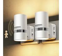 LOHAS-LED Lot de 2 veilleuses avec détecteur de mouvement, cylindrique blanc chaud 3000 K, veilleuse idéale pour les tout-petits, luminosité réglable pour salle de bain, chambre à coucher, couloir
