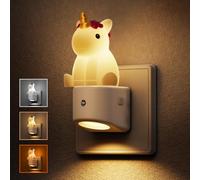 LOHAS-LED Veilleuse LED Licorne sur Prise avec Capteur Crépusculaire | 3000 K/5000 K, ambre, mignonne lumière 3D pour chambre, chambre à coucher, cuisine, salle de bain, 1 Unité