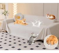 Loiion Anti Griffe Chat Canapé Impermeable Antidérapante Beige,340x230cm