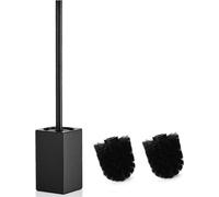 Lois sur les toilettes, acier inoxydable, brosse pour toilettes avec 2 têtes de brosse, design à séchage rapide, noir