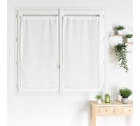 LOJI - Paire de Petits Voilages Droits en Fils Flammés - Polyester - Motif à Motifs - Prêts à Poser avec Ourlet Passe Tringle - Élégants pour Fenêtre Salon Chambre - 60 x 120 cm - Blanc