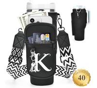LOKASS Porte-bouteille d'eau personnalisé avec sangle pour accessoires de tasse Stanley, gobelet de 1,2 l, sac de transport initiale pour bouteille d'eau/poche pour téléphone, cadeau de fête des mères