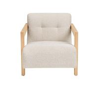 Lola - fauteuil en tissu texturé - accoudoirs en chêne massif FSC 100% - Beige