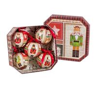 LOLAhome Boîte de 5 Boules de Sapin de Noël pour décoration de Noël élégante | Boîte décorée avec 5 Ornements Ronds pour Sapin de Noël. Boules de 7,5 cm (soudé Casse-Noisette)