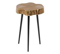 LOLAhome Table Basse Coffre gravée en Aluminium doré Ø 30x47 cm