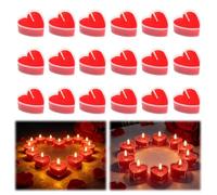 LOLANIUT Bougies chauffe plat cœur rouge 18 pièces bougies romantiques en forme de cœur cire végétale pour Saint Valentin mariage anniversaire dîner romantique décoration de table