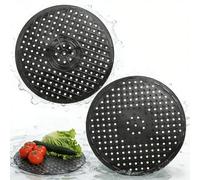 LOLANIUT Lot de 2 Tapis Évier Cuisine, Tapis Fond d’évier Rond Égouttoir en Silicone Découpable, Protège Évier Cuisine Antidérapant Résistant à la Chaleur, Idéal pour Évier Rond ou Double Bac