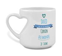 LolaPix Tasse Blanche Personnalisé avec Prénom ou Texte/Phrase. Tasse Saint-Valentin avec Poignée Coeur. Cadeux Amoreux Personnalisés. Tasse Personnalisé en Ceramique. Love Meilleur Copain