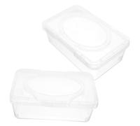 LOLIPPYY 2 pièces Boîte Distributrice Lingettes Capacité Importante avec Couvercle Facile à Ouvrir Support Rangement Mouchoirs Humide pour Maison et Bureau PP Transparent