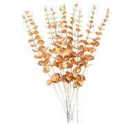 LOLIPPYY Lot de 10 Tiges Artificielles Doré Décorations DIY Feuilles Réalistes pour Mariage Composition Intérieure et Extérieure Plante Décorative sans Entretien