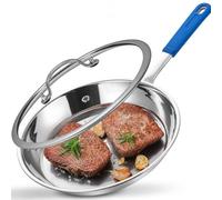 LOLYKITCH Poêle en acier inoxydable non revêtue 26 cm avec couvercle - inox 18/8 poli, compatible induction et tous feux, passe au four et au lave-vaisselle