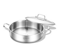 LOLYKITCH Sauteuse 26cm en acier inoxydable triple épaisseur, capacité 3L | Acier Inoxydable avec Couvercle en Verre ,Sans Revêtement Antiadhésif , Compatible Induction et Tous Feux ,Sans PFAS