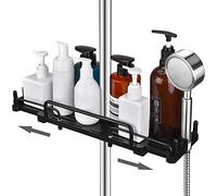 Lolypot Étagère de Douche télescopique sans perçage 32-48 cm, Suspendre pour Salle de Bain, étagère de Rangement pour Barre de Douche de 18 à 25 mm (Noir)