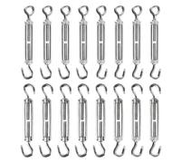 LOLYSIC Lot de 16 Tendeur Cable Inox 304 M5, Tendeur Fil a Linge Réglable 124-176mm, Tendeur Grillage avec Crochets Type CC et OC pour Extérieur