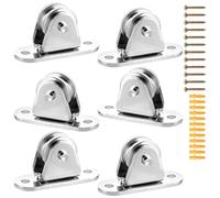 LOLYSIC Lot de 6 Poulie de Levage avec Vis, Roulette Directionnelle Métallique pour Corde et Rail, Poulie Lisse pour Tiroir, Chariot Industriel et Modification de Meuble