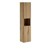 Lomadox Armoire haute de salle de bain en chêne avec 2 portes, 1 compartiment ouvert, faible profondeur (30 cm)