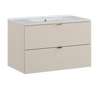Lomadox Lavabo de salle de bain 80 cm en cachemire mat, 2 tiroirs