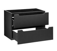 Lomadox Meuble de salle de bain - 80 cm - Noir - Rainuré - 2 tiroirs - Dimensions (l x H x P) : env. 80 x 57 x 39 cm