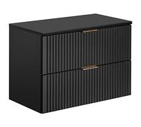 Lomadox Meuble de salle de bain avec 2 ouvertures à fermeture progressive Noir mat 80 cm (l x H x P) env. 80,6 x 59,2 x 46,5 cm