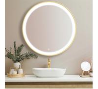 LOMAZOO Miroir salle de bain 80 cm doré - lumineux LED - anti-buée - Paris - rond