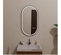 LOMAZOO Miroir salle de bain ovale Doré 50 x 90 cm - LED lumineux - anti-buée - Hamburg