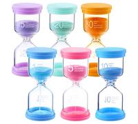 lomdung 6 Pièces Sablier Coffret, Sabliers Colorés pour Enfants, 1/3/5/10/15/30 Minutes, Timer Enfant, pour l'apprentissage, Le Timing de Jeu, la Décoration du Bureau à Domicile