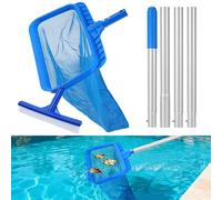 Lomffy Épuisette Piscine, 191cm Robuste Profond Épuisette Piscine avec Perche Télescopique en Aluminium à 4 Sections Kit de Piscine Nettoyage avec Tête de Brosse Kit de Piscine Nettoyage pour Piscine