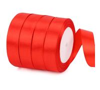 LOMIMOS 4 PCS Ruban Rouge Noël, 22m*20mm Ruban Cadeau de Satin Rouge pour Noël Tissu pour Couture Decoration pour Emballage Cadeau Sapin Couronne de Noel Porte Mariage