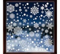 LOMIMOS Lot de 305 Noël Autocollants Flocon de Neige, 8 Feuilles PVC Sticker Fenêtre Amovible Autocollants d'Hiver Decoration Noël pour Portes Vitrines Façades en Verre Maison