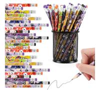 LOMIMOS Lot de 36 crayons en bois d'Halloween avec motifs multicolores d'Halloween et gommes - Parfait pour les enfants et comme idée cadeau pour les fêtes d'Halloween